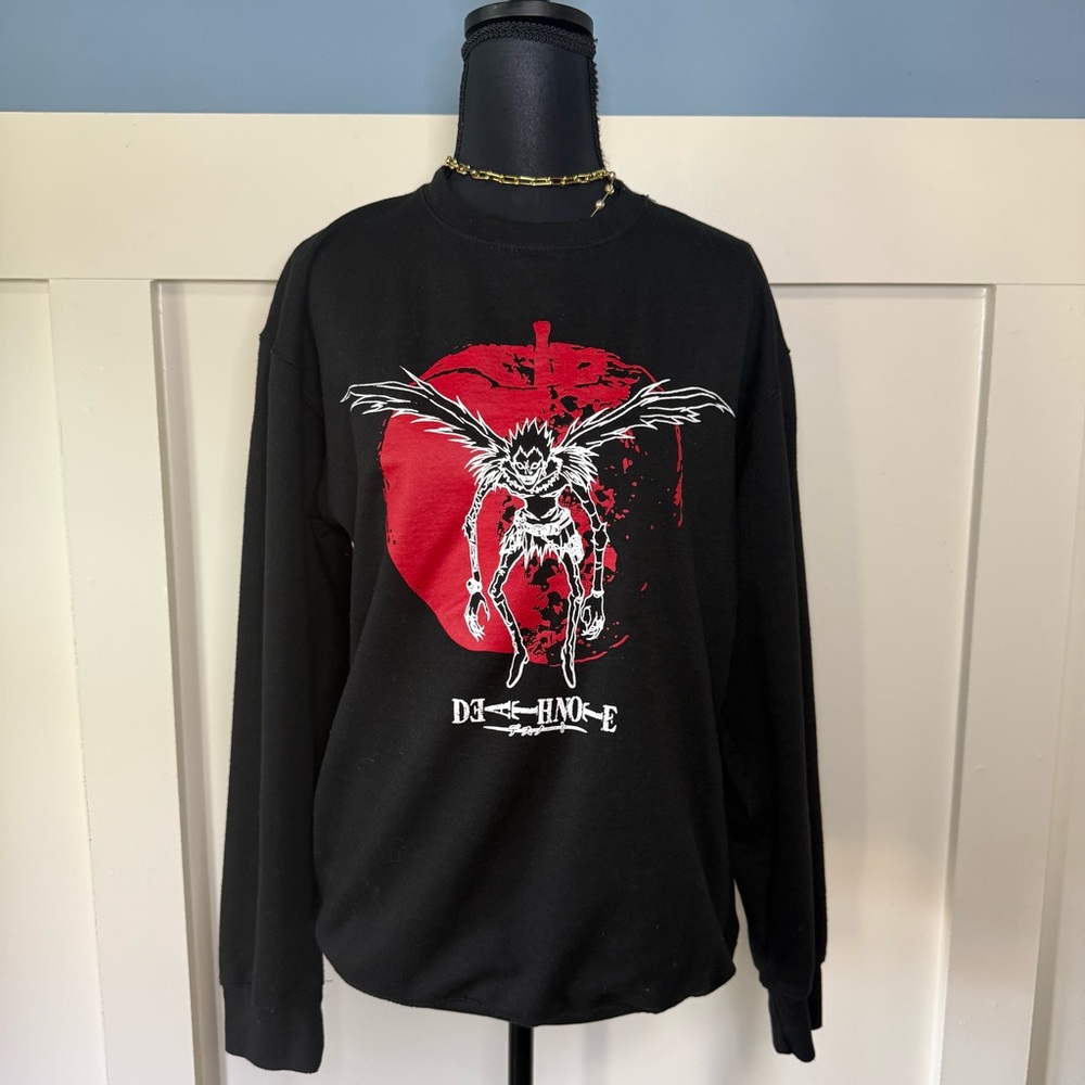 Death Note Ryuk Apple Puff Print Black  Pullover medium